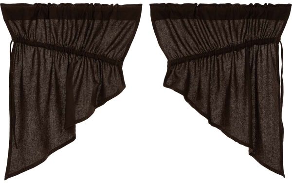 Burlap Chocolate Prairie Swag Set of 2 36x36x18, Solid chocolate brown soft cotton burlap. Primitive Country Farmhouse Window Treatments Curtains Home Decor.