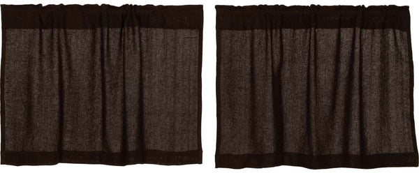 Burlap Chocolate Tier Set of 2 L24xW36, Solid chocolate brown soft cotton burlap. Primitive Country Farmhouse Window Treatments Curtains Home Decor.