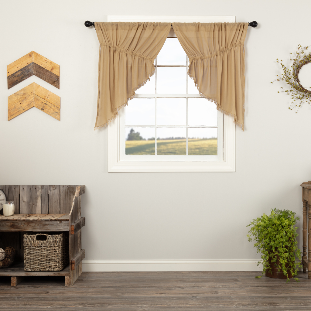 tobacco place 2 Tobacco Cloth Fringed Prairie Swag Set