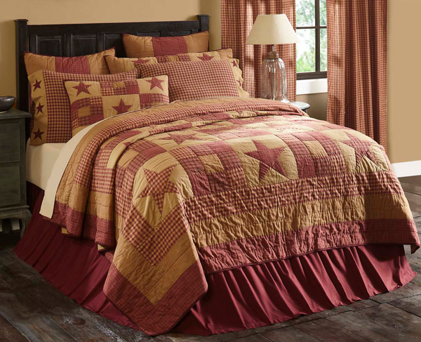 Ninepatch Star Twin Quilt 68Wx86L, Ninepatch Star Twin Quilt 68Wx86L, Primitive Country Farmhouse Quilted Bedding Home Decor.