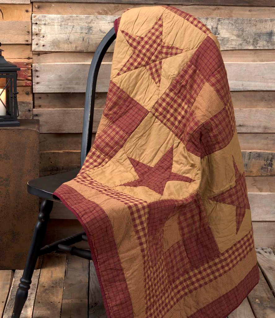 Ninepatch Star Quilted Throw 60x50