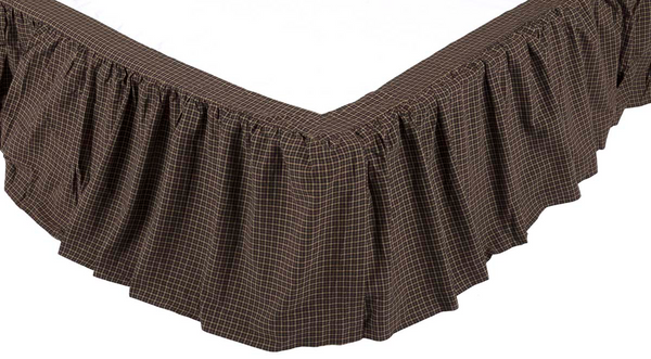 Kettle Grove Queen Bed Skirt 60x80x16, Black and Creme Dust Ruffle, Primitive Country Farmhouse Home Decor Bedding