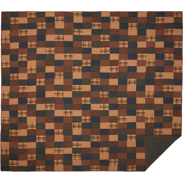 The Patriotic Patch King Quilt blends Americana prints with plaids, stripes and checks, lending a relaxed and rustic sophistication.  The brick layout is a beautiful deep navy, red and khaki. Visit website for FREE s/h & discount offers. Primitive Country Farmhouse Bedding Home Decor.