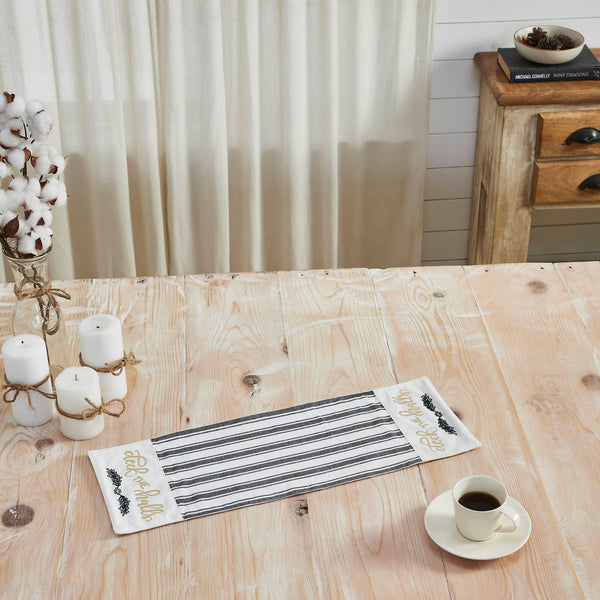 Wintergleam White Black Gold Seasonal Deck The Halls Cotton Kitchen Tea Towel Set (Set of 2)