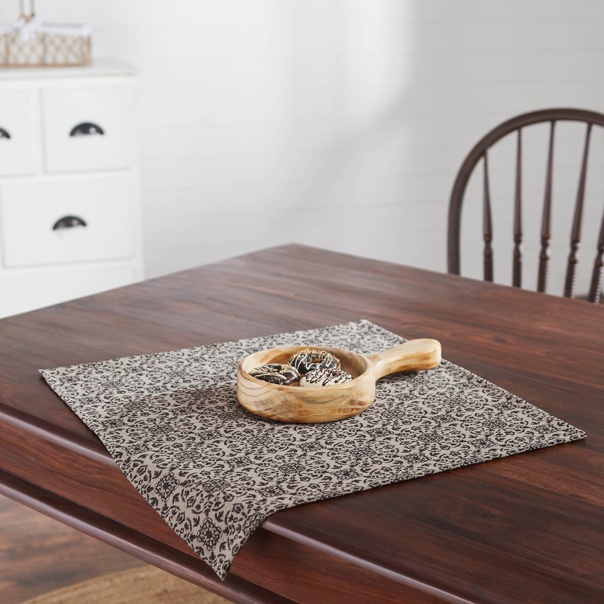 Log Table Topper Custom House Black Tan Jacquard Table Topper 20x20 - Allyson’s Place ...