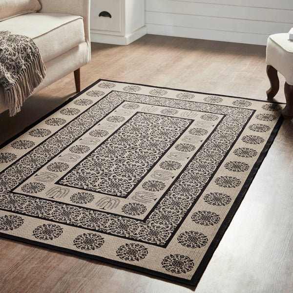 Custom House Black Tan Jacquard Polyester Rug Rect 48x72