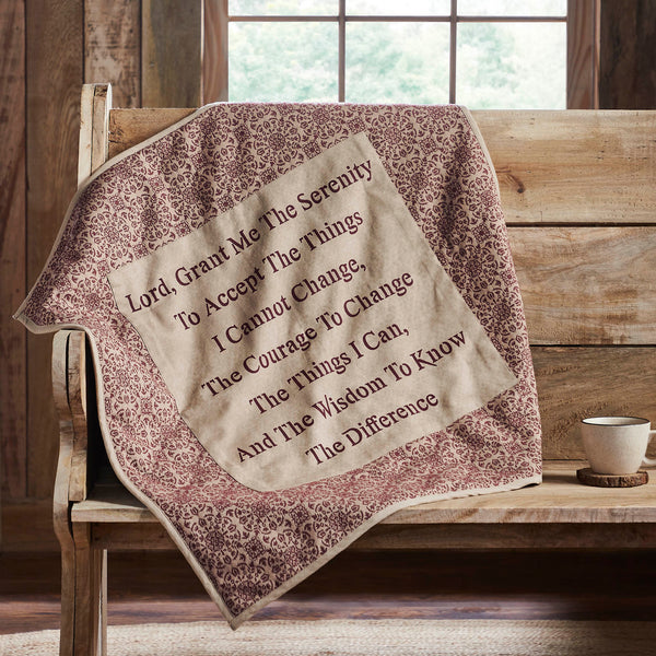 Custom House Burgundy Tan Jacquard Quilted Lap Throw 34Wx34L