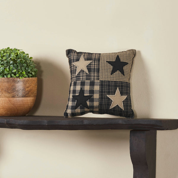 Black Check Star Pillow 6x6