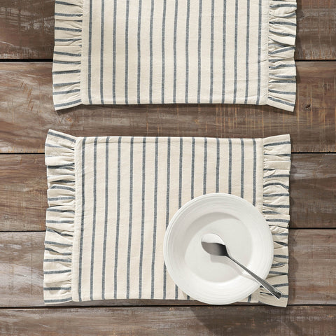 Kaila Ticking Stripe Ruffled Placemat Set of 2 13x19
