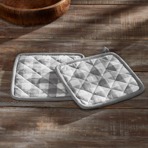 Annie Buffalo Check Grey Pot Holder Set of 2 8x8