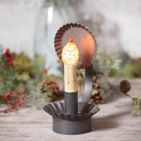 Cabin Chamberstick with Reflector in Kettle Black