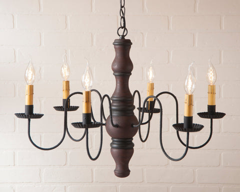  Gettysburg Chandelier in Hartford Red with Black Stripe  Primitive Country Farmhouse Lighting Kitchen Bath Home Décor & Acessories