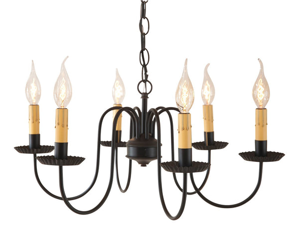 Sheraton Six Arm Country Chandelier in Black