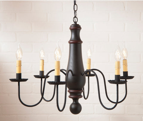 Norfolk LARGE Country Chandeliers Hartford Black over Red Primitive Country Farmhouse Lighting Kitchen Bath Home Décor & Acessories