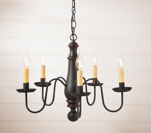 Norfolk MEDIUM Country Chandelier Hartford Black over Red Primitive Country Farmhouse Lighting Kitchen Bath Home Décor & Acessories
