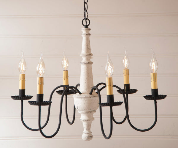 Harrison Wooden Country Chandelier Vintage White Primitive Country Farmhouse Lighting Kitchen Bath Home Décor & Acessories