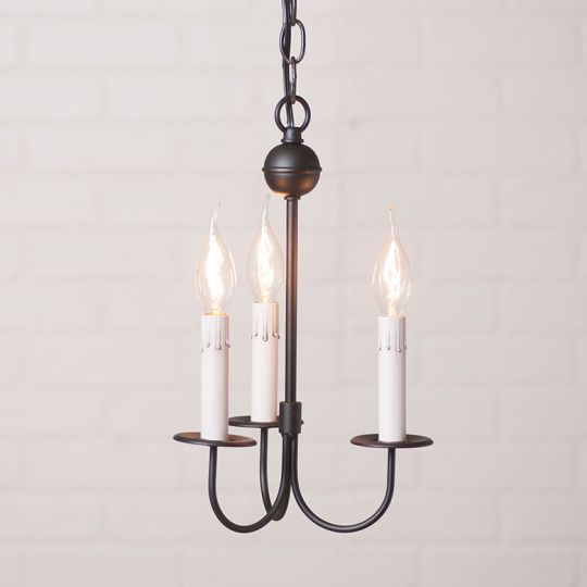 Small 3-Arm Westford Chandelier in Rustic Black