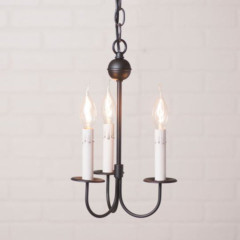 Small 3-Arm Westford Chandelier in Rustic Black