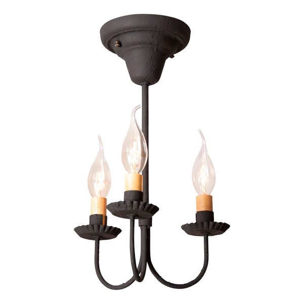 3-Arm Primitive Country Ceiling Light in Textured Black