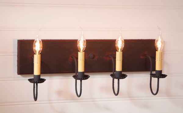 4-Arm Country Vanity Light Bar in Sturbridge Red Primitive Country Farmhouse Lighting Kitchen Bath Home Décor & Acessories