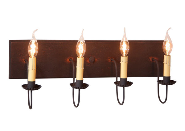 4-Arm Country Vanity Light Bar – Primitive Farmhouse Bathroom Lighting