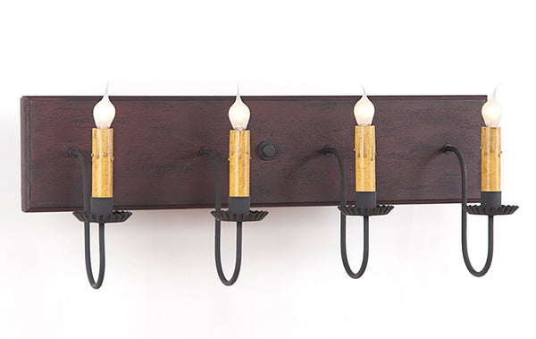 4-Arm Country Vanity Light Bar in Pearwood Primitive Country Farmhouse Lighting Kitchen Bath Home Décor & Acessories