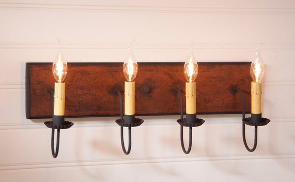 4-Arm Country Vanity Light Bar in Black Primitive Country Farmhouse Lighting Kitchen Bath Home Décor & Acessories