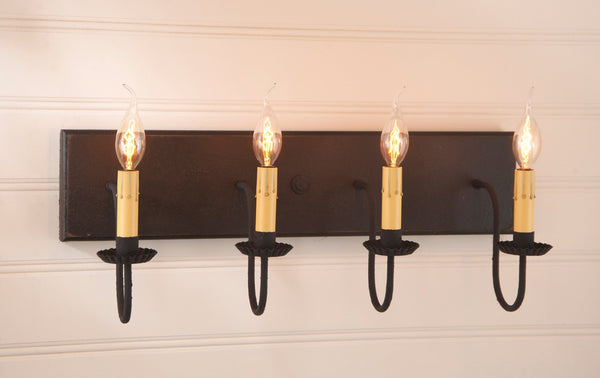 4-Arm Country Vanity Light Bar in Sturbridge White Primitive Country Farmhouse Lighting Kitchen Bath Home Décor & Acessories