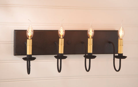 4-Arm Country Vanity Light Bar in Sturbridge White Primitive Country Farmhouse Lighting Kitchen Bath Home Décor & Acessories