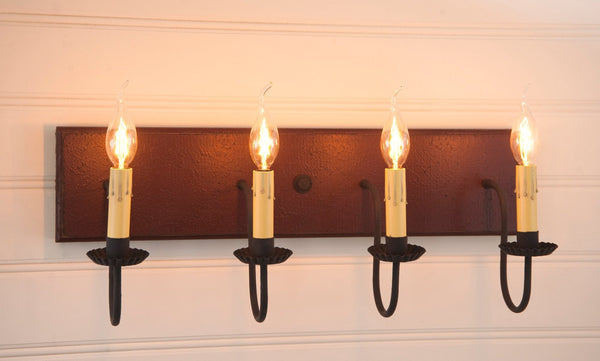 Four Arm Vanity Light in Hartford Pumpkin Primitive Country Farmhouse Lighting Kitchen Bath Home Décor & Acessories