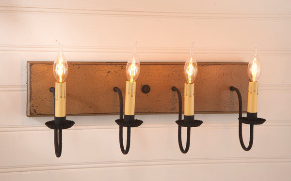 Four Arm Vanity Light in Vintage White Primitive Country Farmhouse Lighting Kitchen Bath Home Décor & Acessories