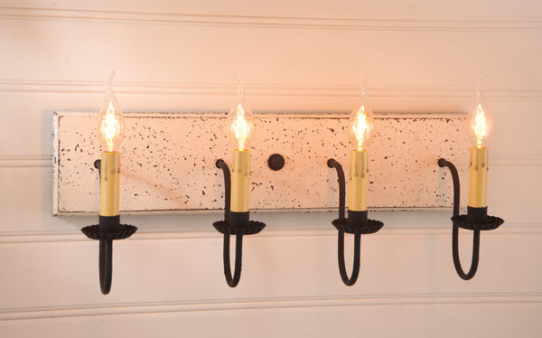 Four Arm Vanity Light in Hartford Black over Red Primitive Country Farmhouse Lighting Kitchen Bath Home Décor & Acessories