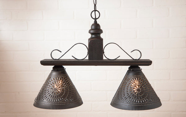 Medium Wellington Wooden Country Island Light American Black Primitive Country Farmhouse Lighting Kitchen Bath Home Décor & Acessories