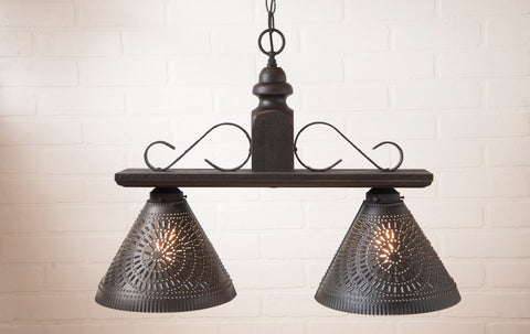 Medium Wellington Wooden Country Island Light American Black Primitive Country Farmhouse Lighting Kitchen Bath Home Décor & Acessories