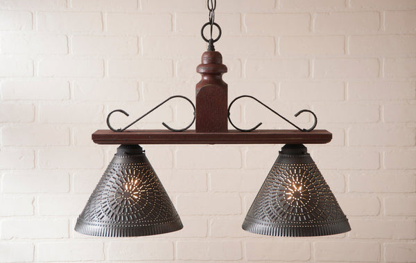 Medium Wellington Wooden Country Island Light Plantation Red Primitive Country Farmhouse Lighting Kitchen Bath Home Décor & Acessories