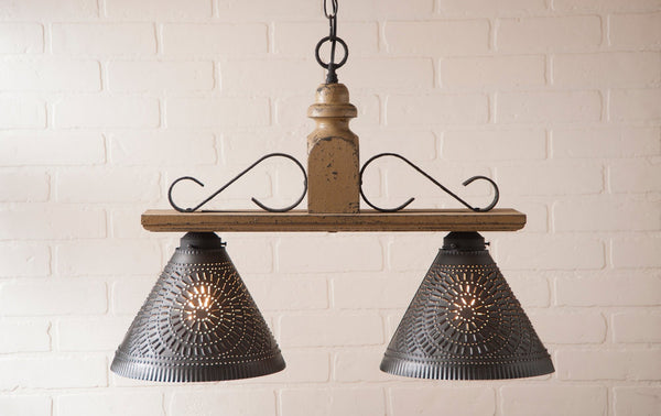 Medium Wellington Wooden Country Island Light Pearwood Primitive Country Farmhouse Lighting Kitchen Bath Home Décor & Acessories