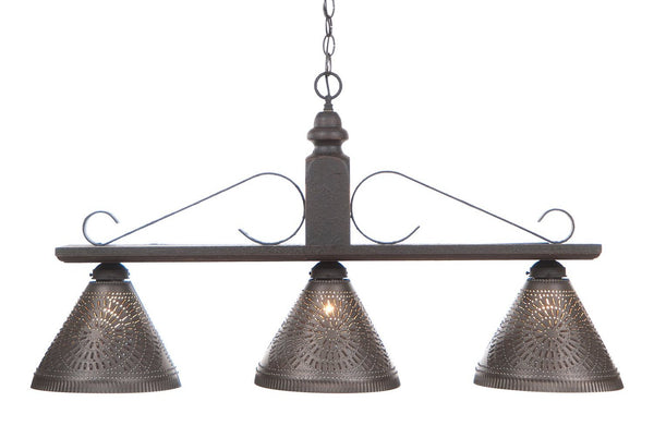 Large Wellington Wooden Country Island Light Plantation Red Primitive Country Farmhouse Lighting Kitchen Bath Home Décor & Acessories