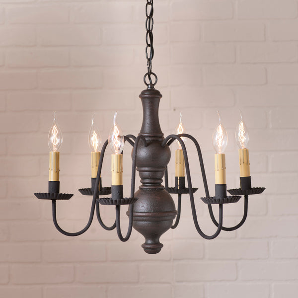 Medium Chesterfield Chandelier in Americana Black Primitive Country Farmhouse Lighting Kitchen Bath Home Décor & Acessories
