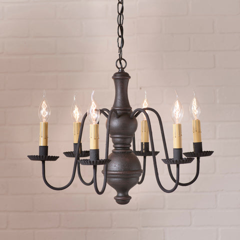 Medium Chesterfield Chandelier in Americana Black Primitive Country Farmhouse Lighting Kitchen Bath Home Décor & Acessories
