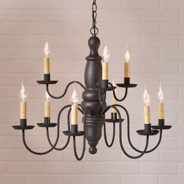 Fairfield Chandelier in Americana Black Primitive Country Farmhouse Lighting Kitchen Bath Home Décor & Acessories