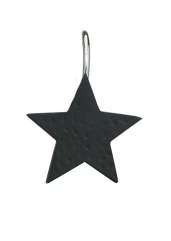 Black star shower curtain hook with chrome-plated base – rustic farmhouse bathroom accessory