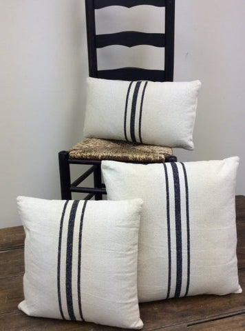 Grain Sack Cream/Black Medium Pillow 16"x16" See website for free shipping offer. Primitive Country Home Decor.