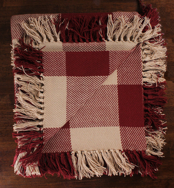 Cozy up with the classic and beautiful Heritage House Check Red Afghan! Featuring a charming red and tan check pattern and fringed edges, this afghan will add warmth and style to any room in your country home!