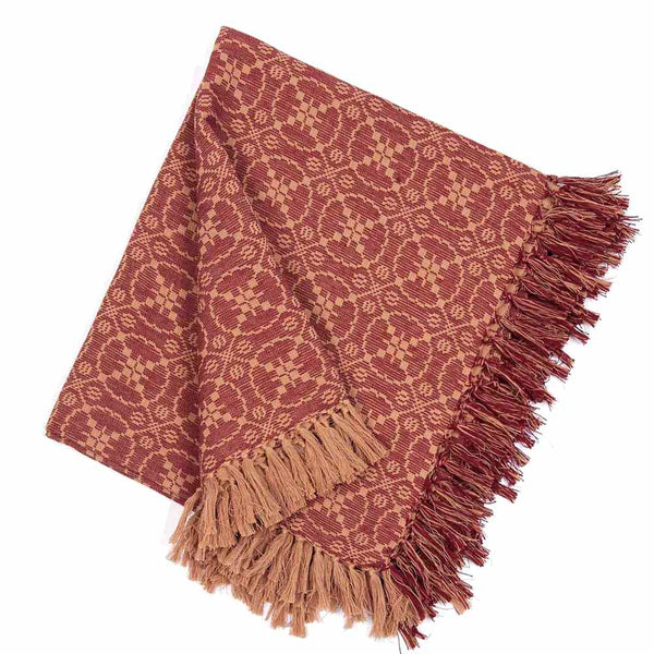Marshfield Jacquard Woven Afghan Barn Red Our Marshfield Jacquard afghan is made of Cotton. This is a 54" x 72" afghan that is a nice accent for any room. Visit website for FREE s/h & discount offers. Primitive Country Farmhouse Home Decor.