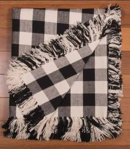Buffalo Check Afghan - Black/Buttermilk - Clearance