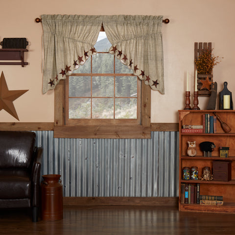 Abilene Star Prairie Swag Set of 2 36x36x18 | Primitive Window Decor