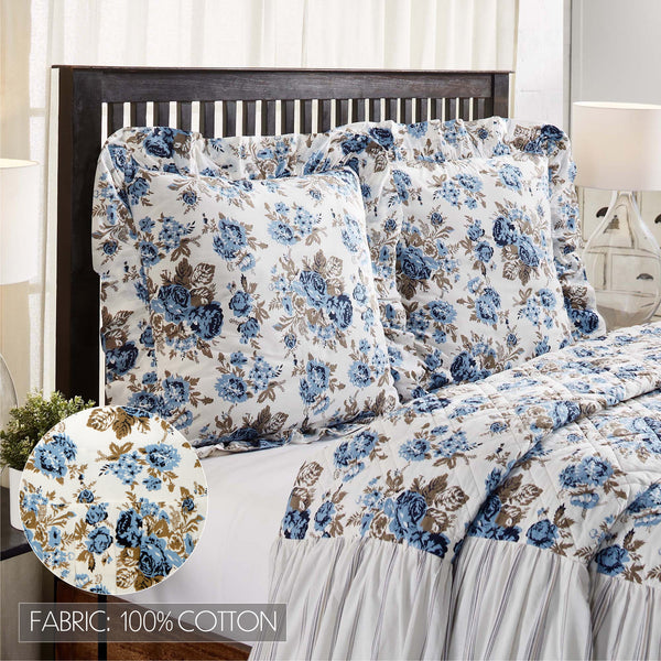 Annie Blue Floral Fabric Euro Sham 26x26