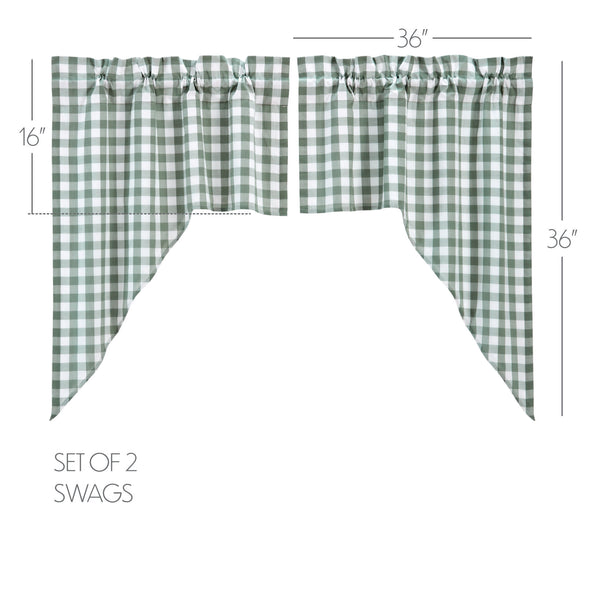 Annie Buffalo Green Check Swag Set of 2 36x36x16