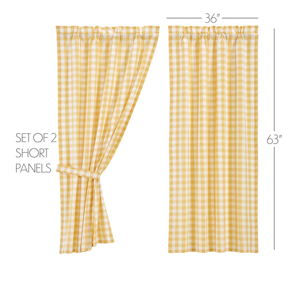Annie Buffalo Yellow Check Short Panel Set of 2 63x36