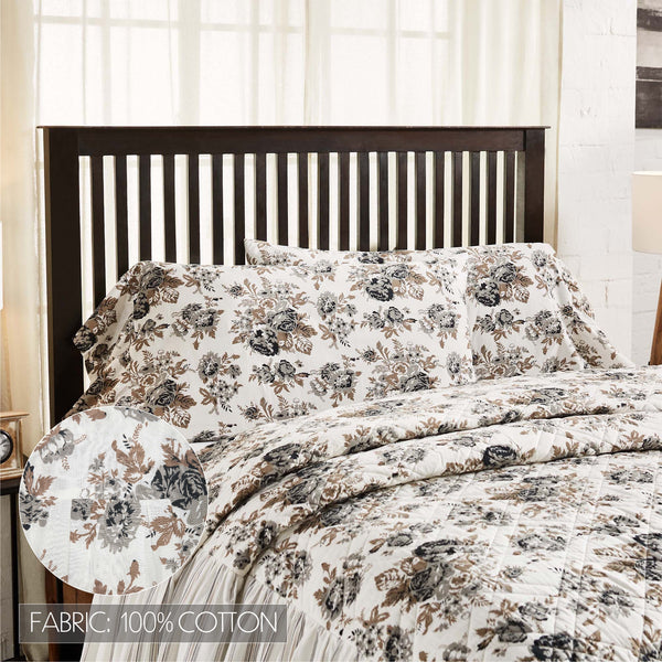 Annie Portabella Floral Ruffled King Pillow Case Set of 2 21x36+8